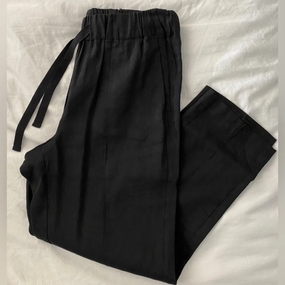 Babaton Aritzia Linen-Blend Errol Pants in Black - Size XS